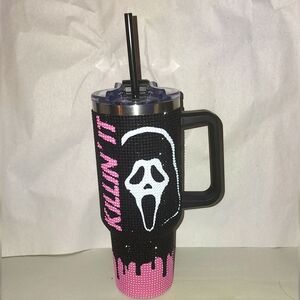 NEW Ghost Face Scream Killin' It Rhinestone Bling 40oz Travel Mug Tumbler